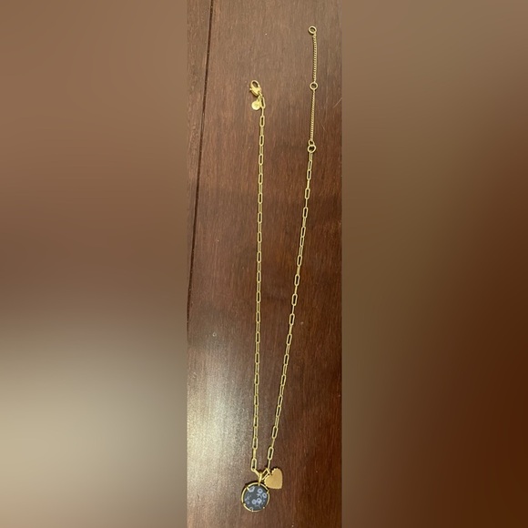 madewell gold Necklace with heart and blue floral charms - Picture 1 of 5